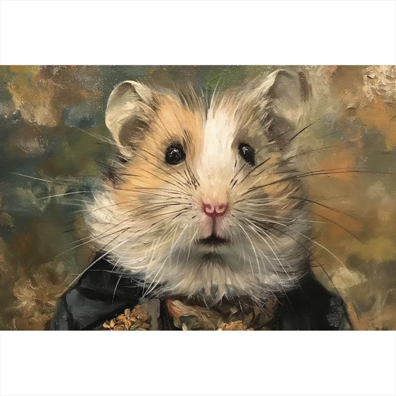 Leinwandbild Eleganter Hamster in viktorianischer Kleidung kunstvoll gemalt Querformat
