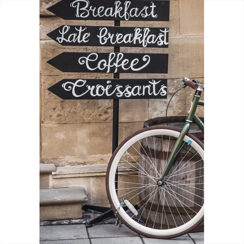 Poster Vintage Fahrrad Breakfast Hochformat