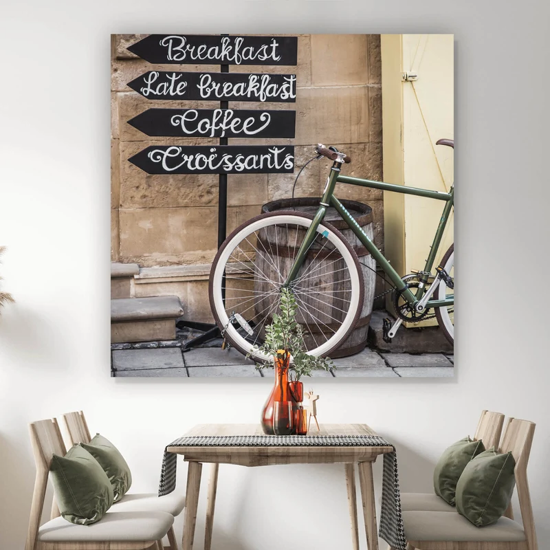 Poster Vintage Fahrrad Breakfast Quadrat