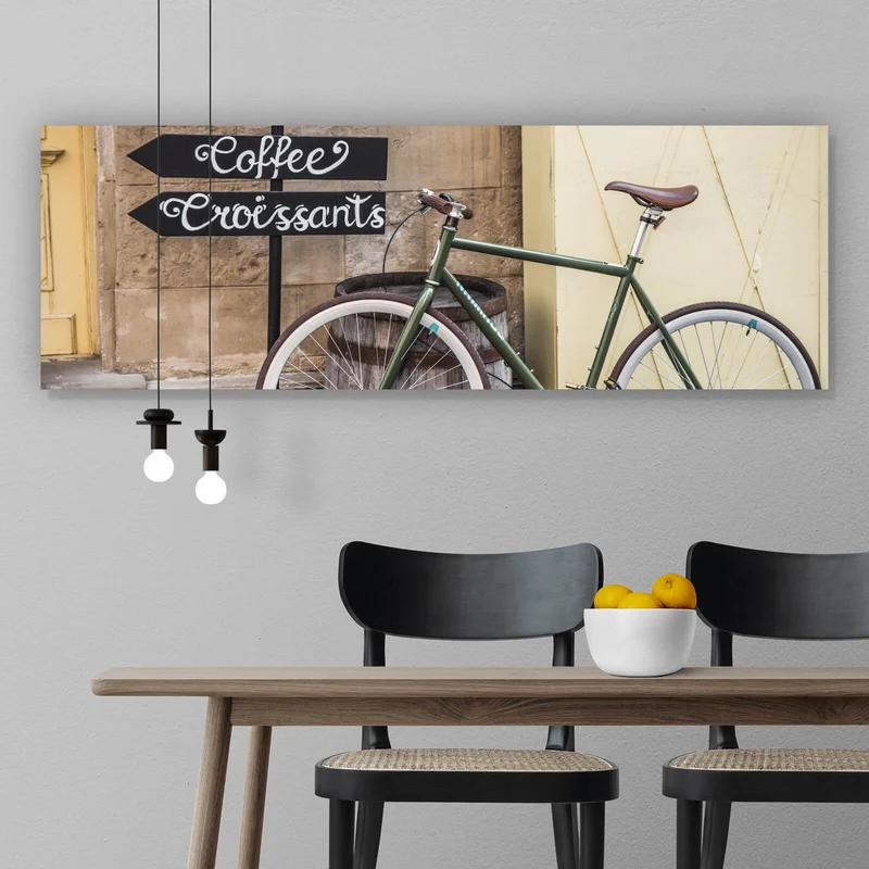 Spannrahmenbild Vintage Fahrrad Breakfast Panorama