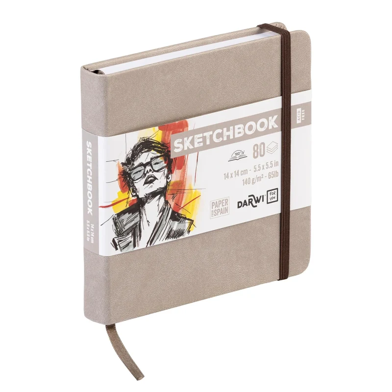 DARWI skicirni blok Taupe 14 x 14 cm 140 g 80 listov