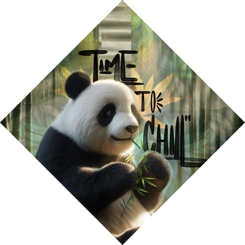 Aluminiumbild gebürstet Pandabär Time to chill Raute