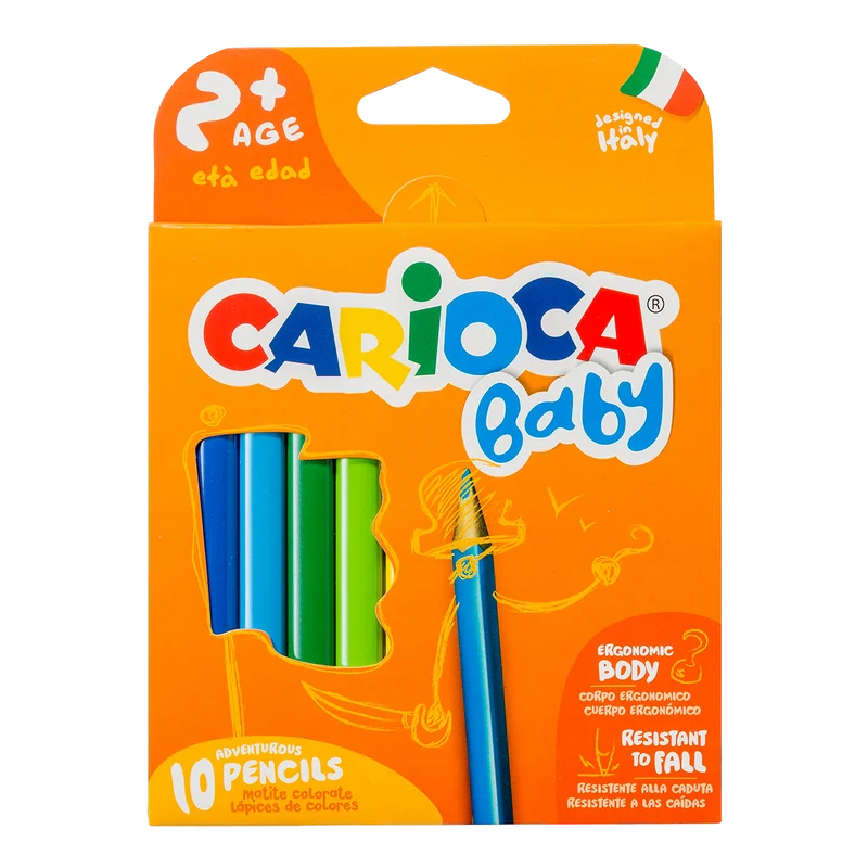 Триъгълни цветни моливи Carioca Baby 2+, 10 бр.
