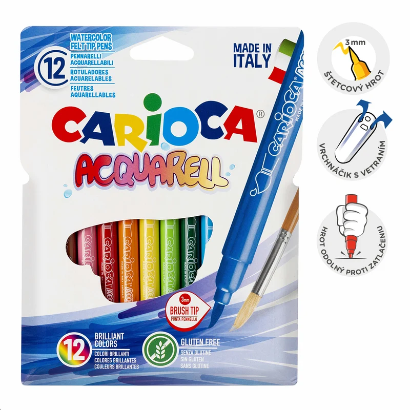 Akvarelni flomasteri Carioca, 12 kom, razne boje