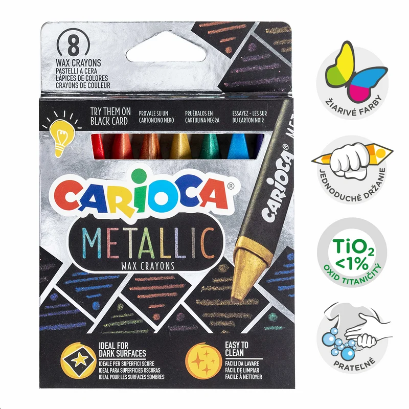 Dreikant-Wachsmalstifte Carioca Metallic, 8 Stk.