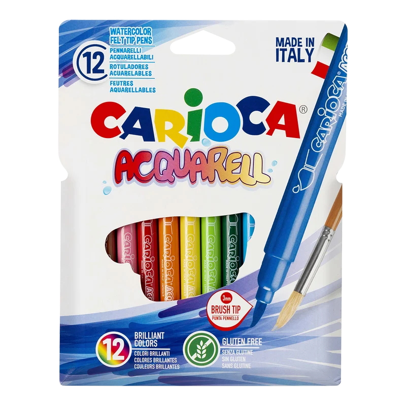 Akvarelni flomastri Carioca, 12 kosov, mešane barve