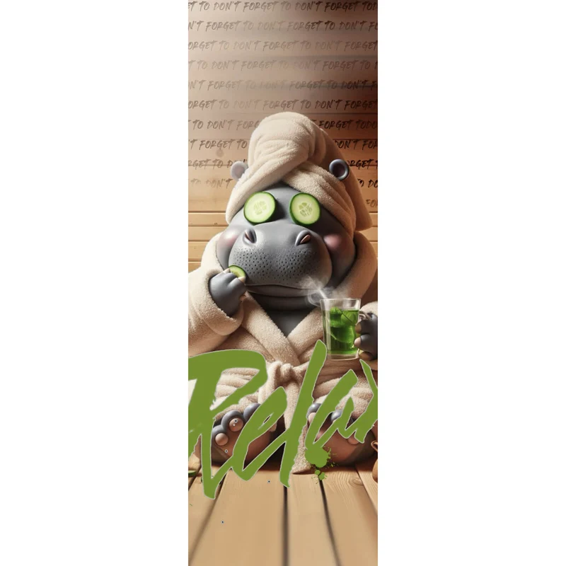 Poster Nilpferd entspannt in der Sauna Digital Art Panorama Hoch
