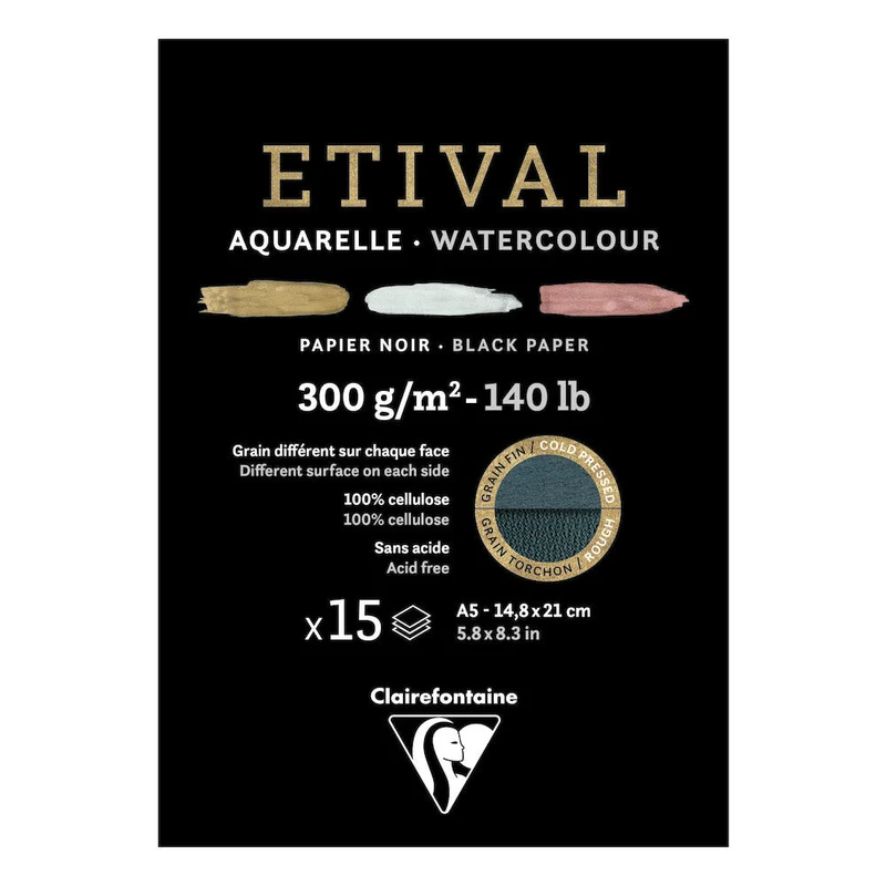 CLAIREFONTAINE Étival Aquarellblock 300 g/m² – 15 Blatt