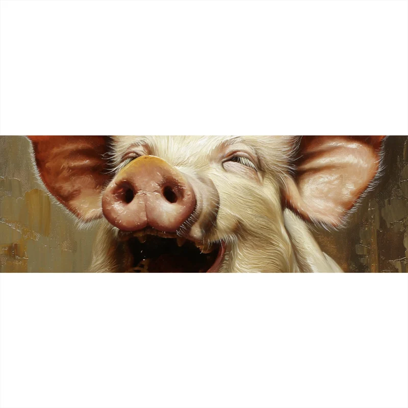 Acrylglasbild Schwein isst Nudeln abstraktes Gemälde Panorama