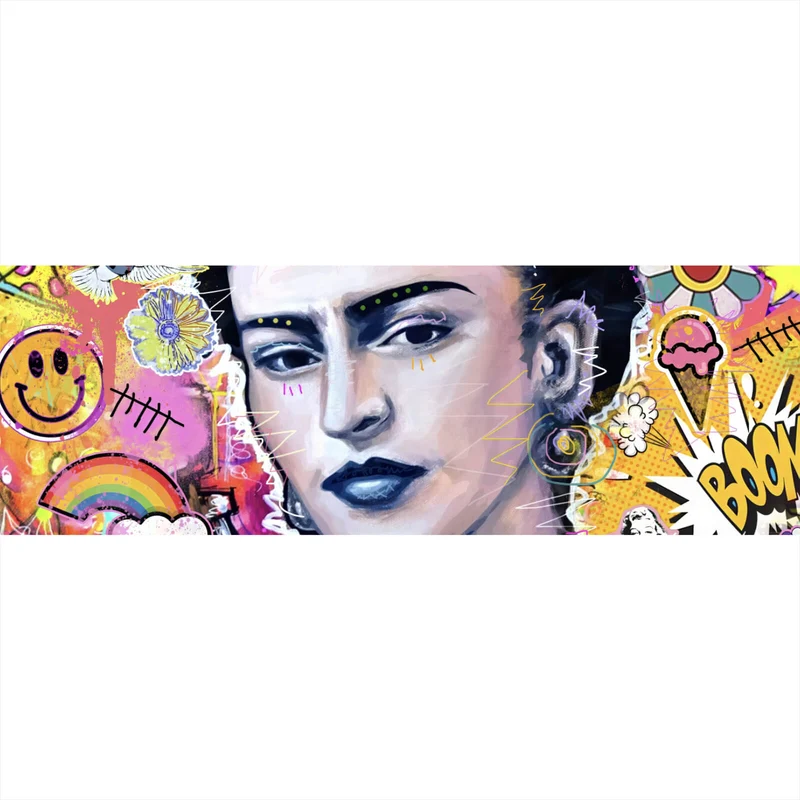 Spannrahmenbild Buntes Frida Portait Pop Art Panorama