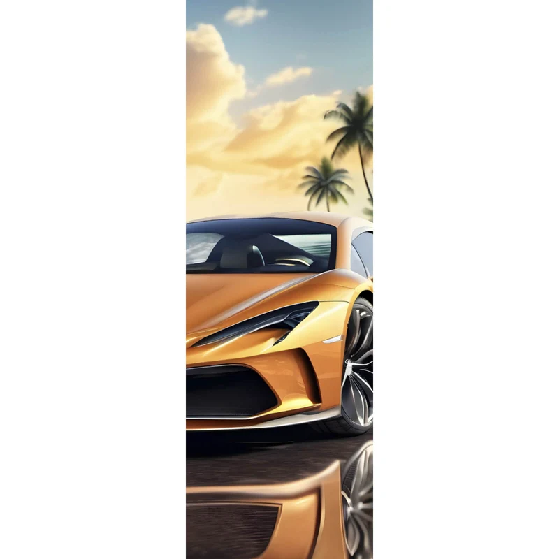 Acrylglasbild Luxuswagen vor exotischer Kulisse Panorama Hoch