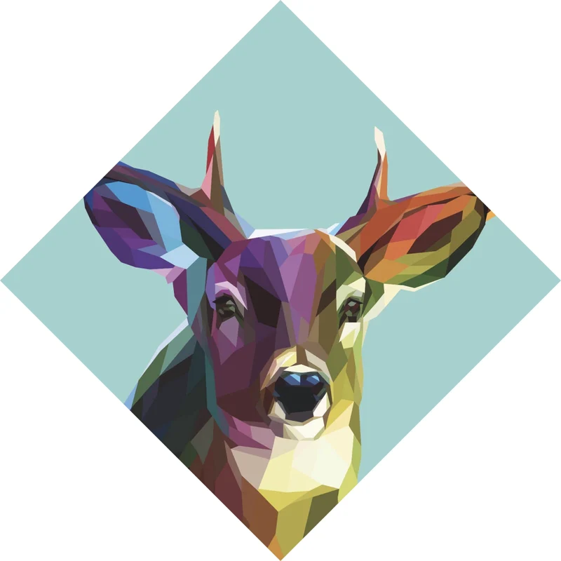 Spannrahmenbild Modern Art Hirsch geometrisch Raute