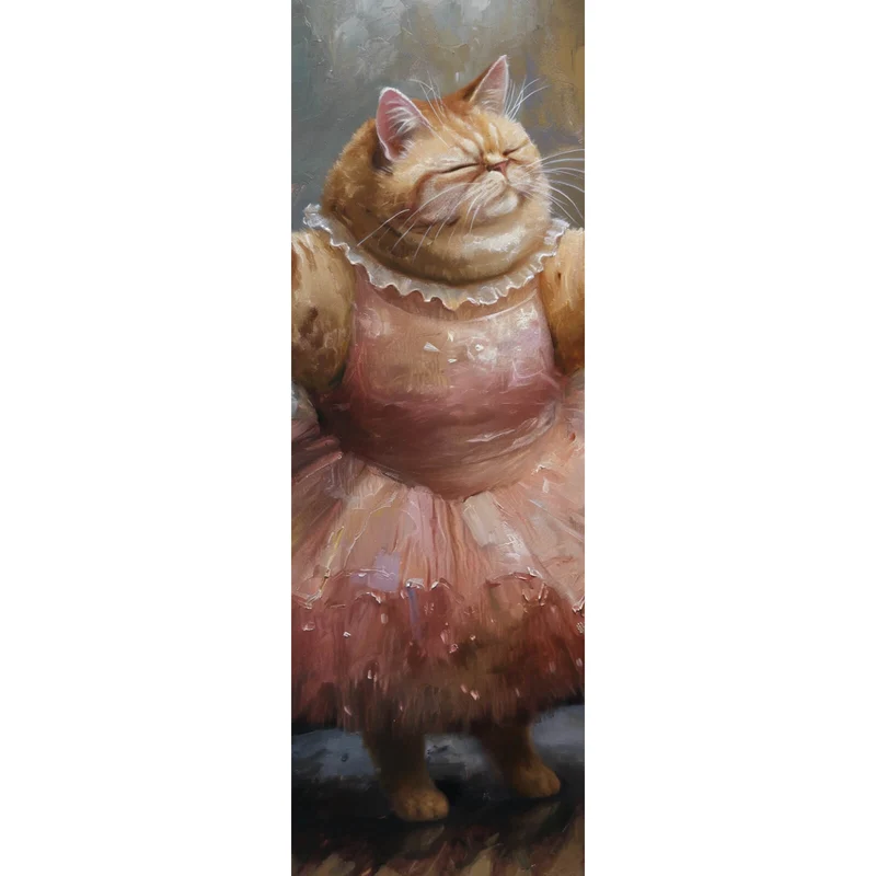 Spannrahmenbild Katze tanzt Ballet abstraktes Gemälde Panorama Hoch