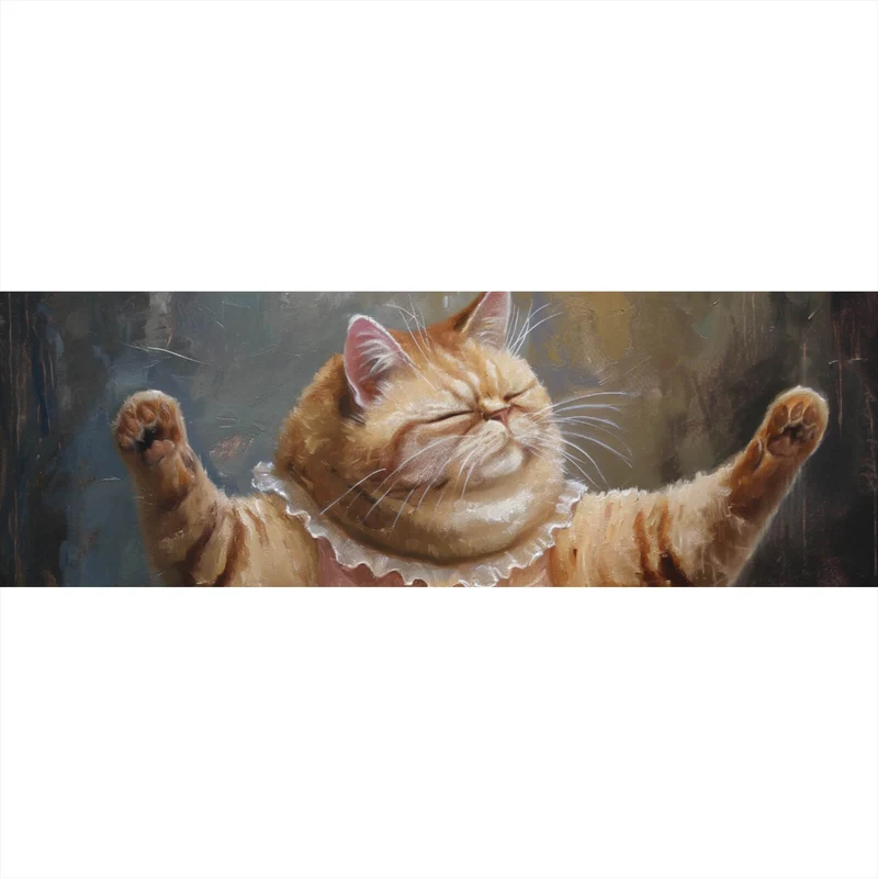 Aluminiumbild gebürstet Katze tanzt Ballet abstraktes Gemälde Panorama