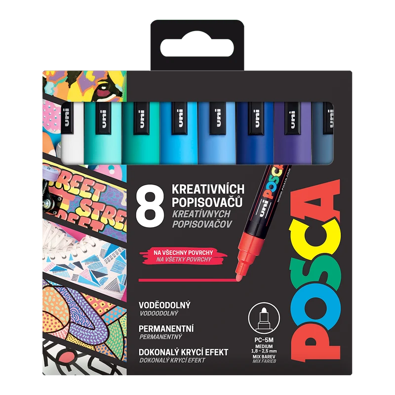 Set flomastrov Posca PC-5M OCEAN, 1,8 – 2,5 mm – 8 kosov