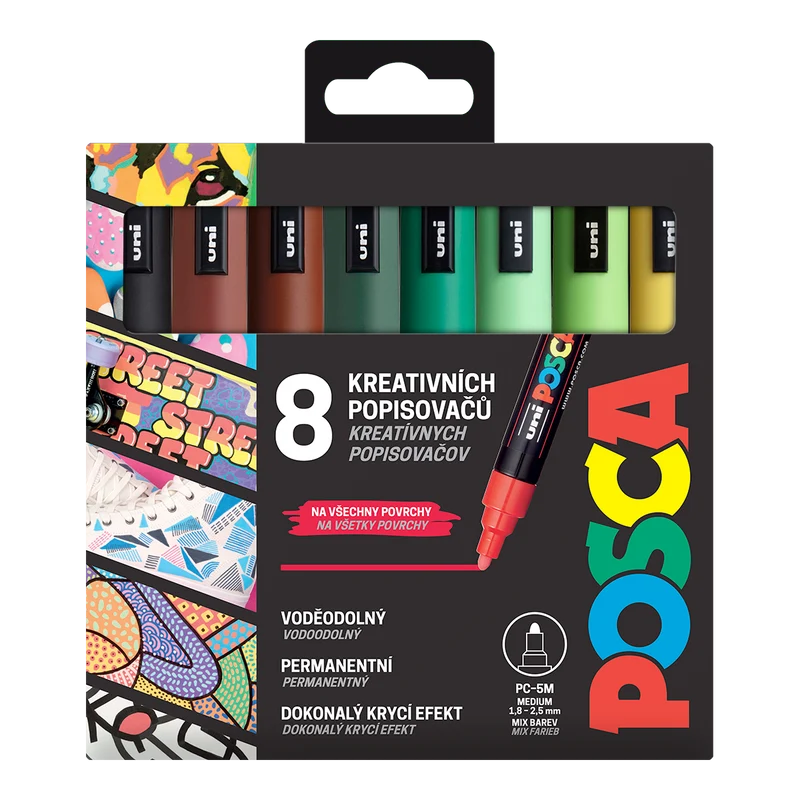 Σετ μαρκαδόροι Posca PC-5M EARTH, 1,8 – 2,5 mm – 8 τεμ.