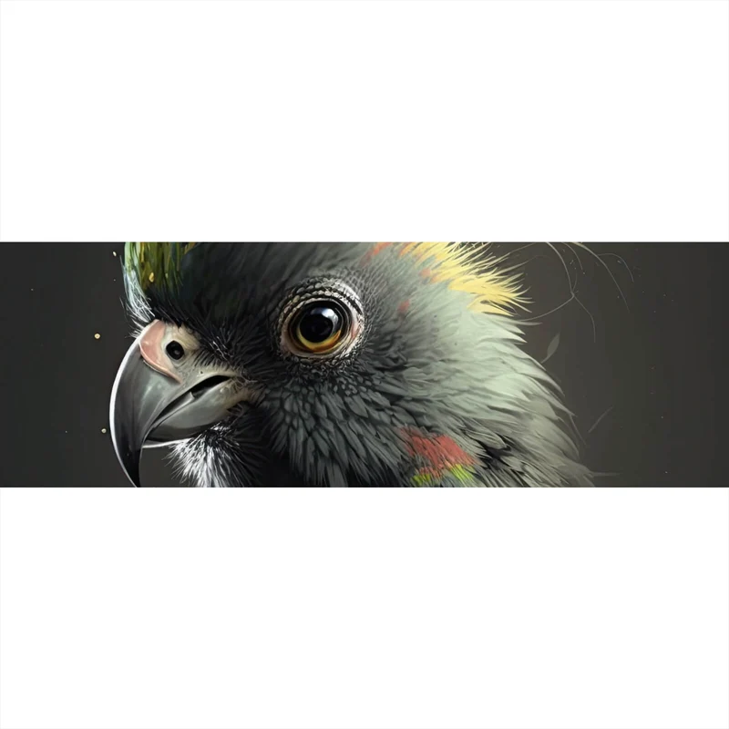 Acrylglasbild Eleganter Vogel mit gelbem Kamm auf dunklem Hintergrund Panorama