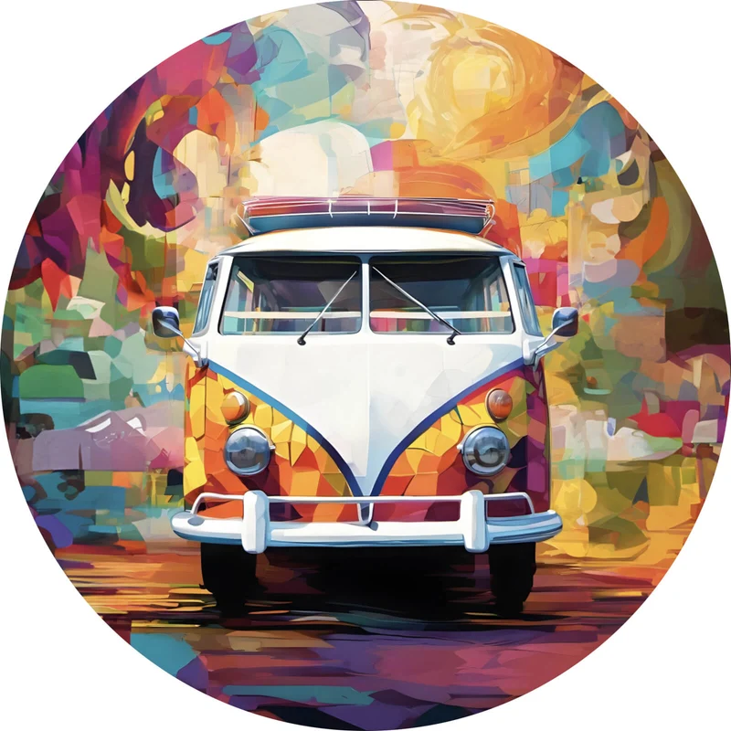 Aluminiumbild Retro Bus Abstrakt Kreis