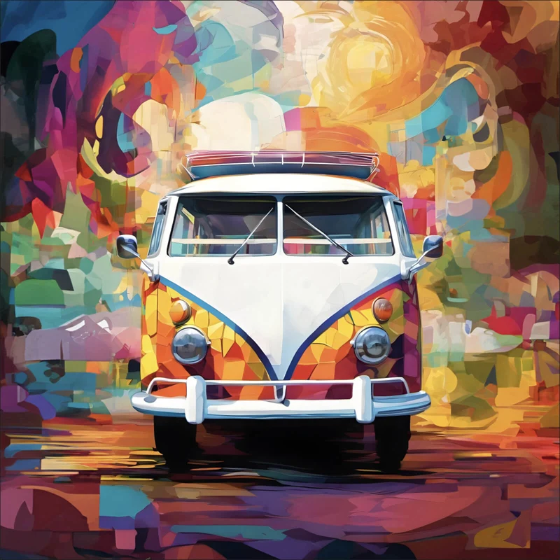 Acrylglasbild Retro Bus Abstrakt Quadrat