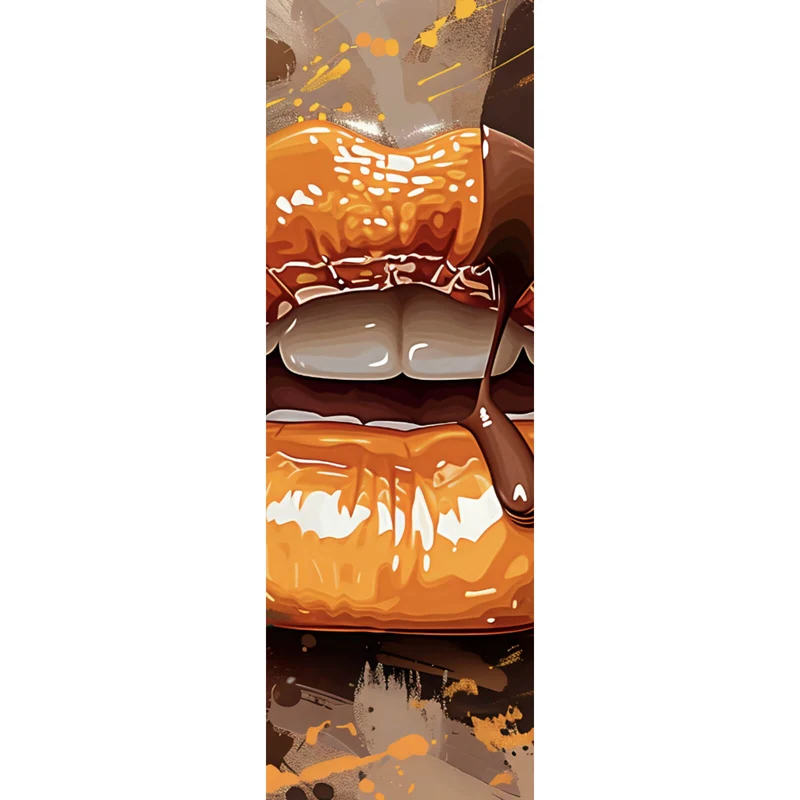 Acrylglasbild Sinnliche Lippen mit Schokolade Panorama Hoch