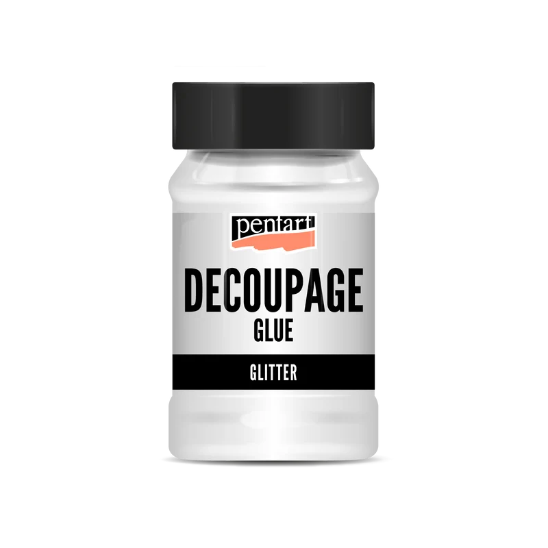 Colla e vernice per decoupage con glitter Pentart - 100 ml