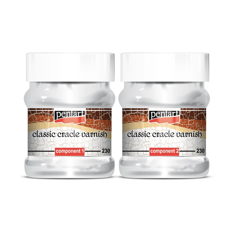 Vernice craquelé Pentart classica, bicomponente, set da 230 ml