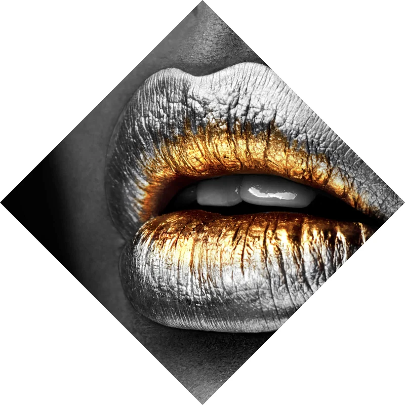 Aluminiumbild Chrome Lips Raute