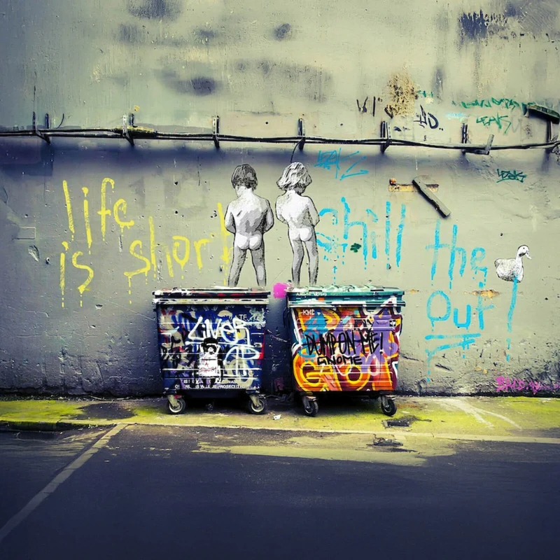 Spannrahmenbild Banksy - Life is short Quadrat