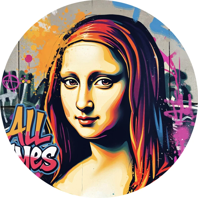 Aluminiumbild Lisa im modernen Graffiti Still Pop Art Kreis