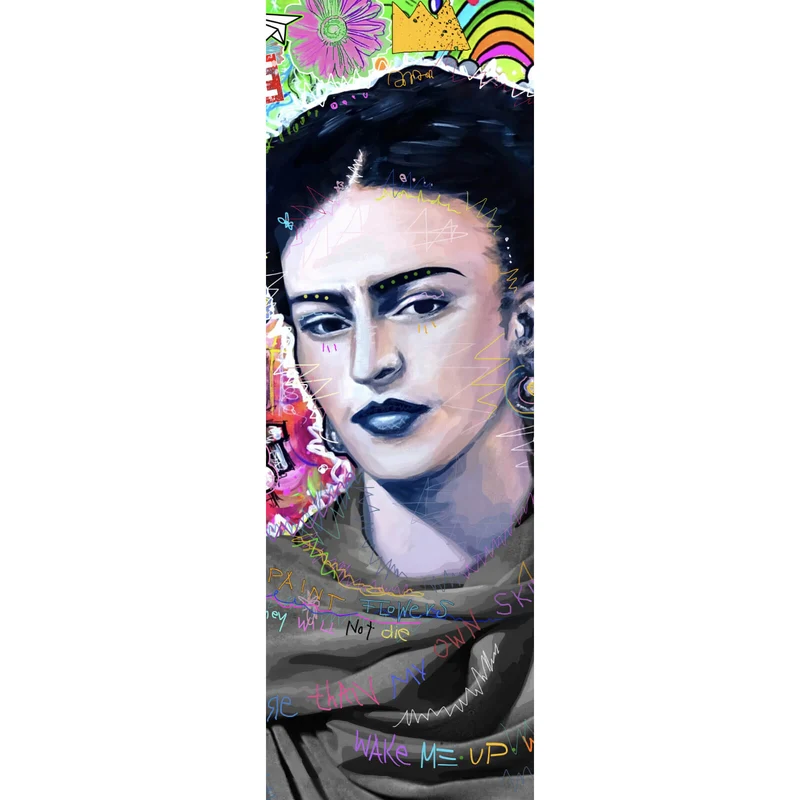 Spannrahmenbild Buntes Frida Portait Pop Art Panorama Hoch