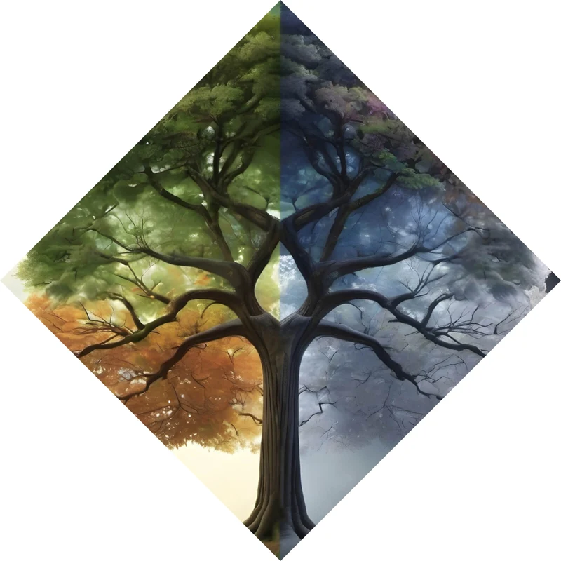 Poster Baum 4 Jahreszeiten Raute