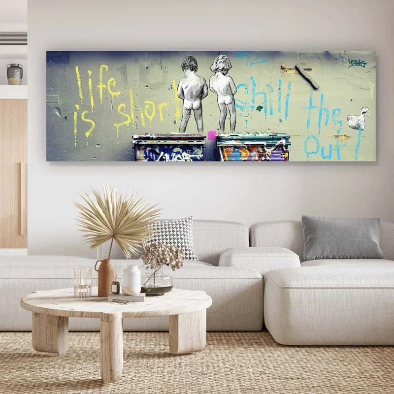 Leinwandbild Banksy - Life is short Panorama