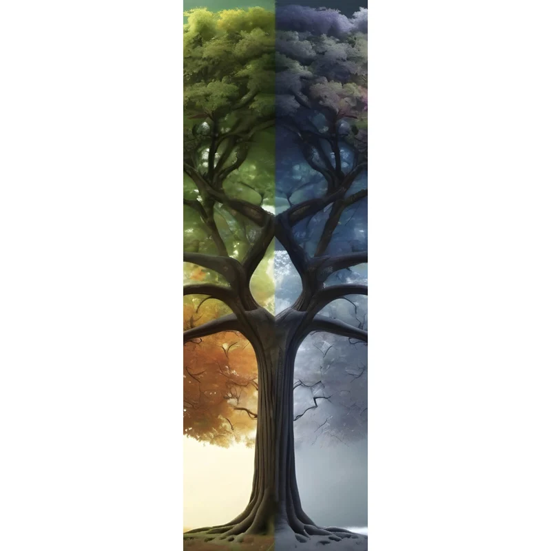 Aluminiumbild gebürstet Baum 4 Jahreszeiten Panorama Hoch