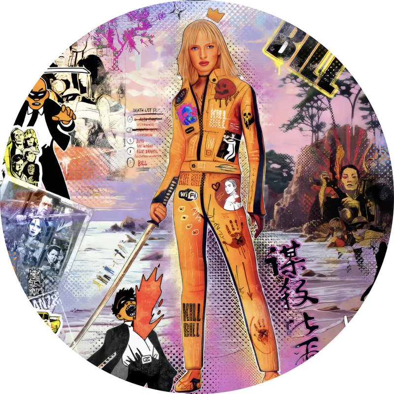 Aluminiumbild Bunte Comic Collage Bill Pop Art Kreis