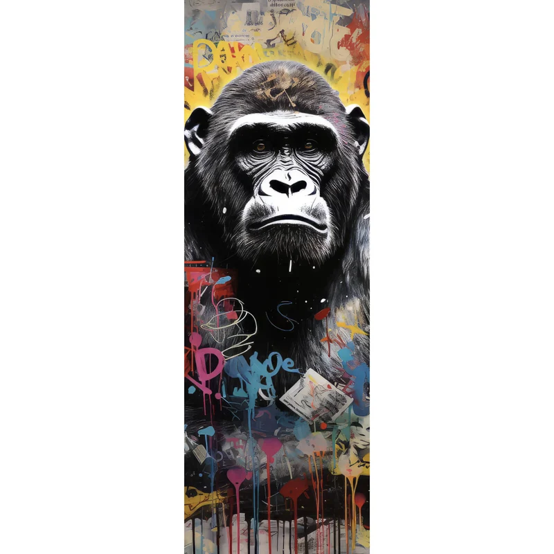 Acrylglasbild Ausrucksstarker Gorilla im Graffiti Stil Panorama Hoch