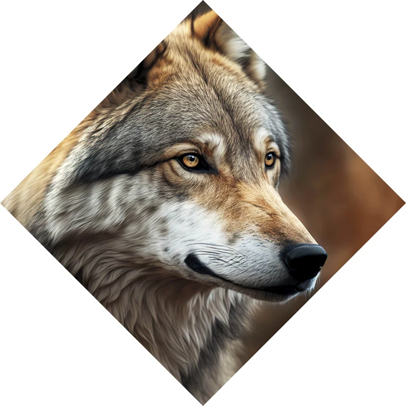 Spannrahmenbild Portrait eines ausdrucksstarken Wolfes Raute