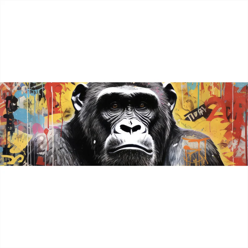 Poster Ausrucksstarker Gorilla im Graffiti Stil Panorama