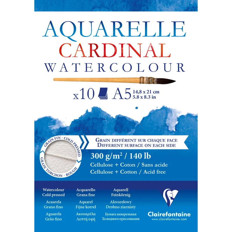 Aquarellblock CLAIREFONTAINE Cardinal 300 g/m² – 10 Blatt