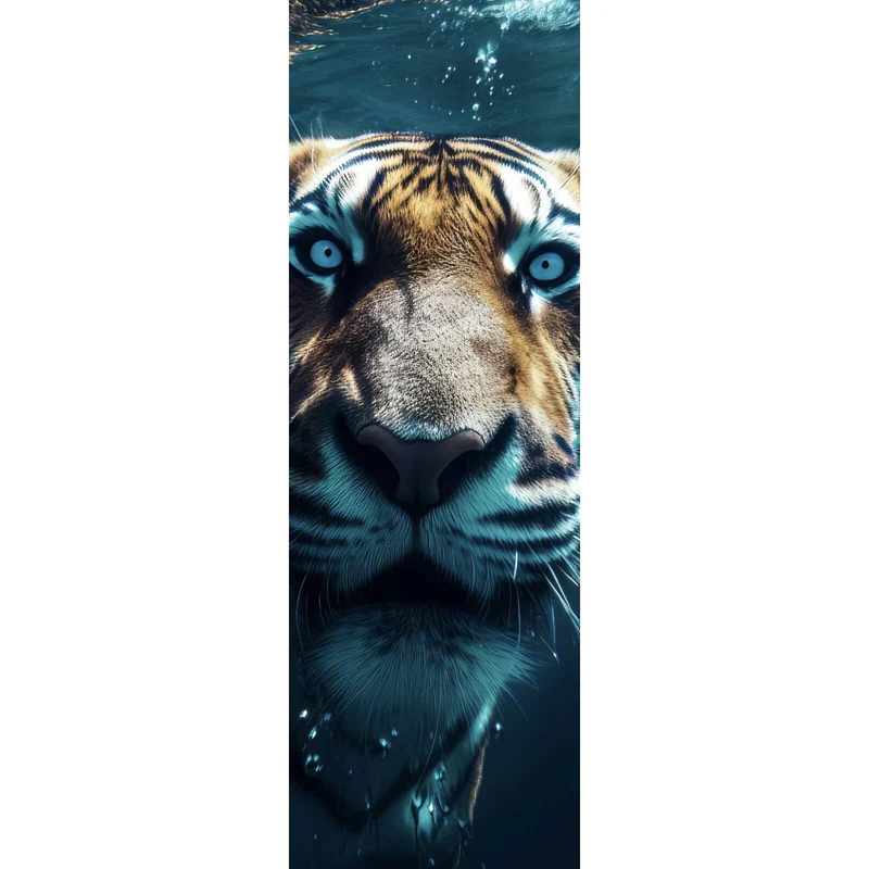 Leinwandbild Tauchender Tiger Digital Art Panorama Hoch