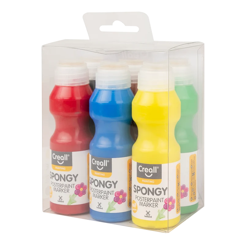 Комплект темперни бои с гъба Creall Spongy – 6 × 70 ml