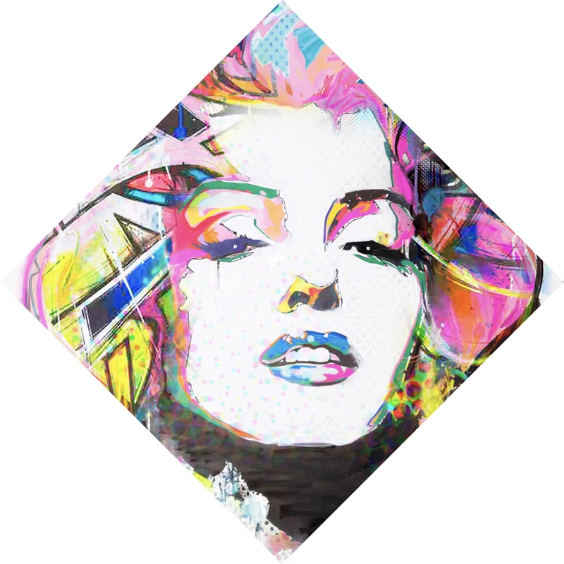 Acrylglasbild Buntes Portrait Marylin Graffiti Raute
