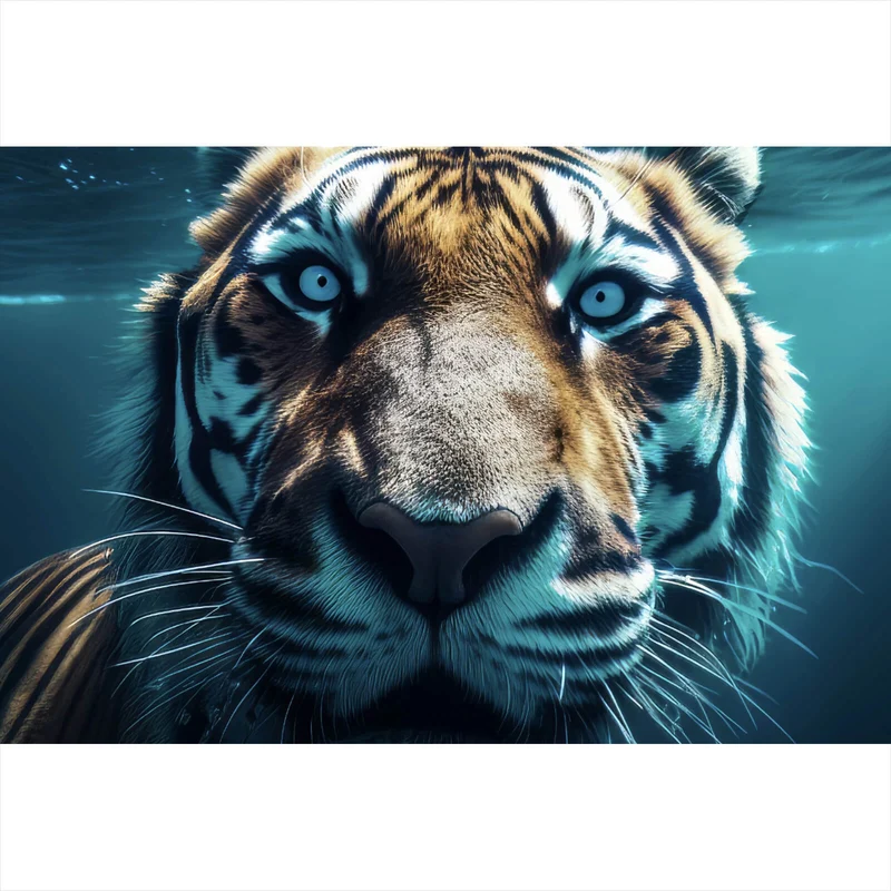 Leinwandbild Tauchender Tiger Digital Art Querformat