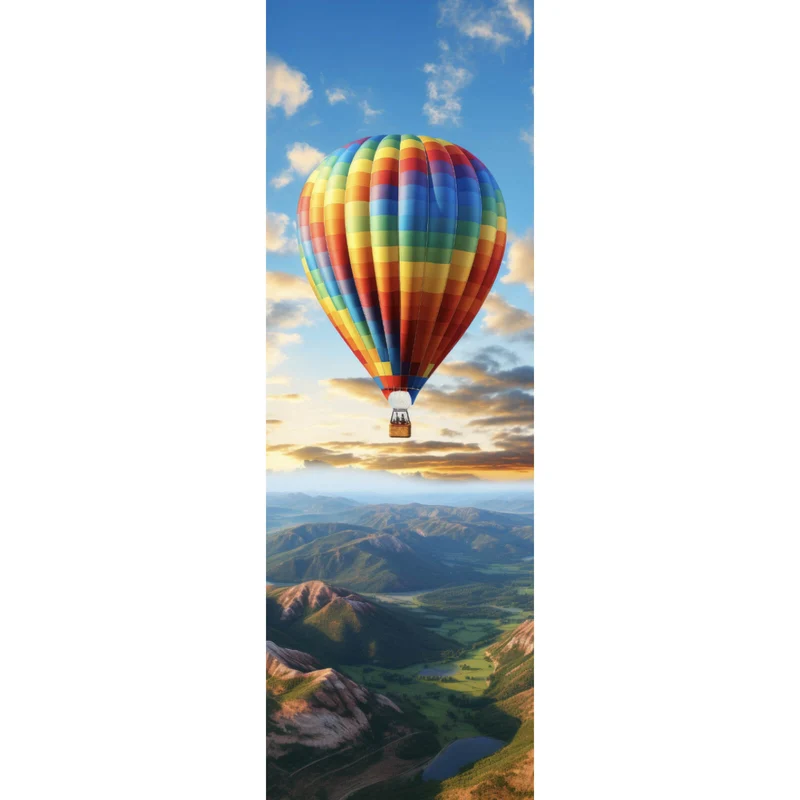 Leinwandbild Bunter Heißluftballon im Flug Panorama Hoch