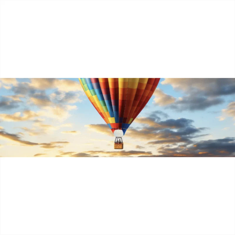 Spannrahmenbild Bunter Heißluftballon im Flug Panorama
