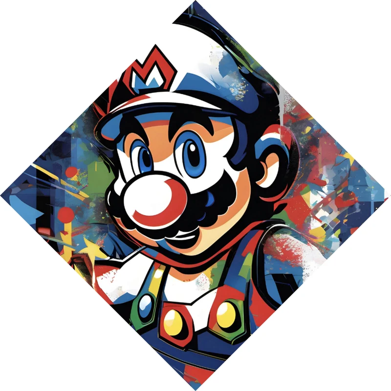 Poster Farbenfroher Mario Pop Art Raute