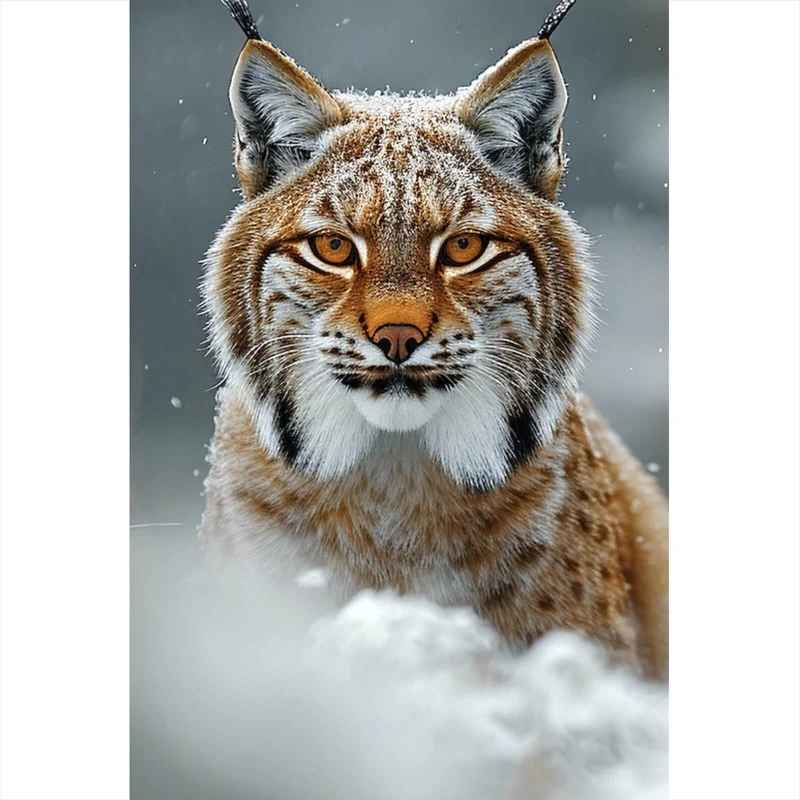 Poster Luchs im verschneiten Winterwald Hochformat