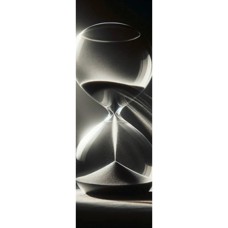 Aluminiumbild Sanduhr von Lichtstrahlen durchleuchtet Panorama Hoch