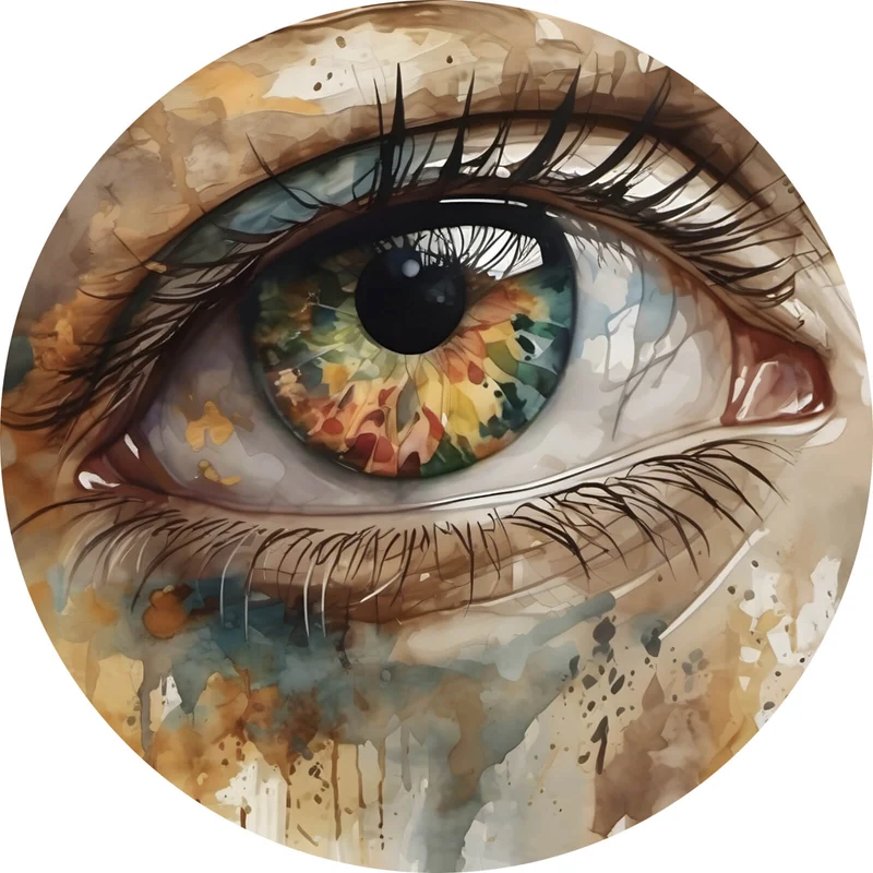 Aluminiumbild Abstraktes buntes Auge Aquarell Stil Kreis