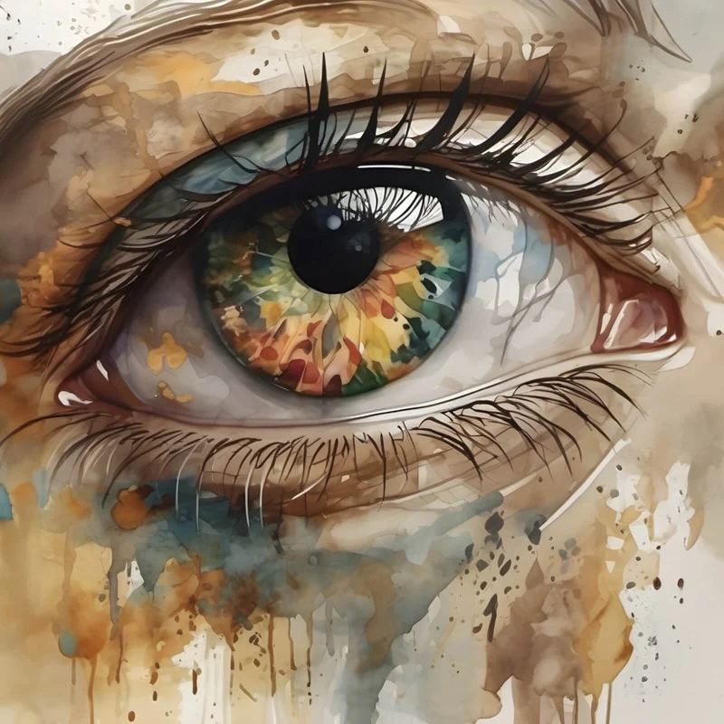 Spannrahmenbild Abstraktes buntes Auge Aquarell Stil Quadrat