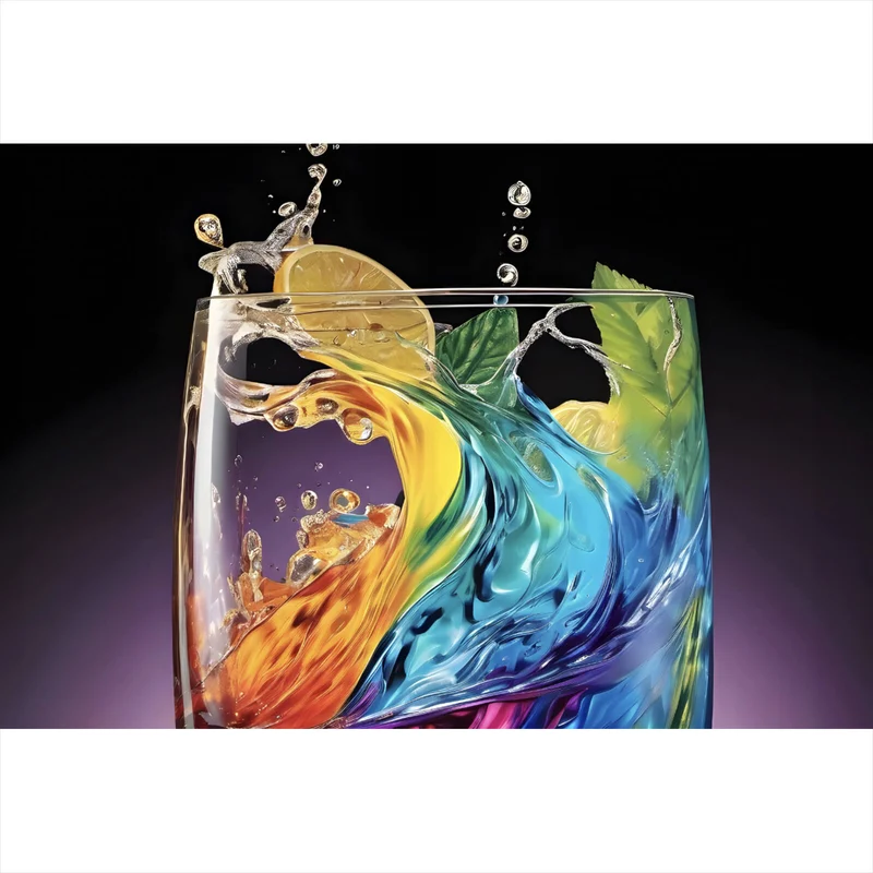 Acrylglasbild Spritziger bunter Cocktail im Glas Querformat